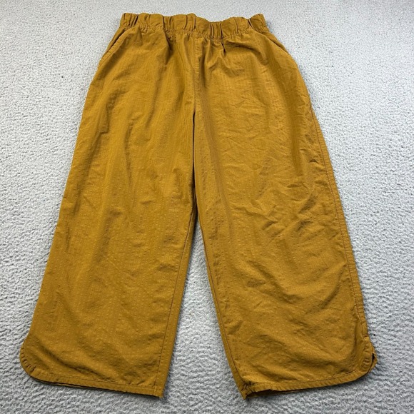 Title nine Pants - Title Nine Pant Women's Large Mustard Wide-Leg Cropped Slaycation Gorpcore